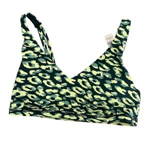 OFFLINE by‎ Aerie Goals Plunge Sports Bra Green Animal Print NWT Size